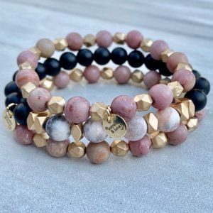 Pink Jasper & Hematite Stone Bracelets-Made in USA